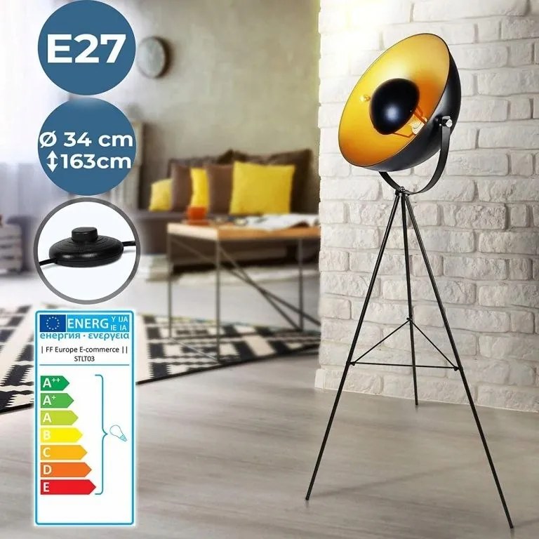 Állólámpa Jago E27 60 W fekete, sárga