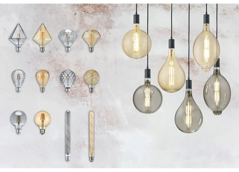 Meleg fehér LED-szálas izzó E27, 6 W Globe – Trio