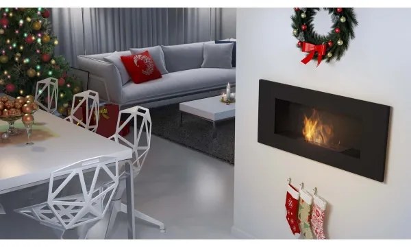 DELTA2/CZARNY/TUV - Beépíthető BIO DELTA2 kandalló 40x90 cm 2kW fekete