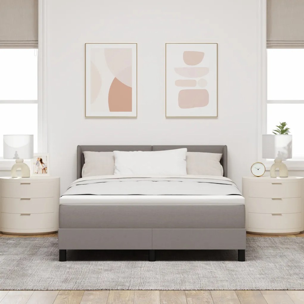 Boxspring ágy mattal, taupe színben, 140 x 200 cm, szövet