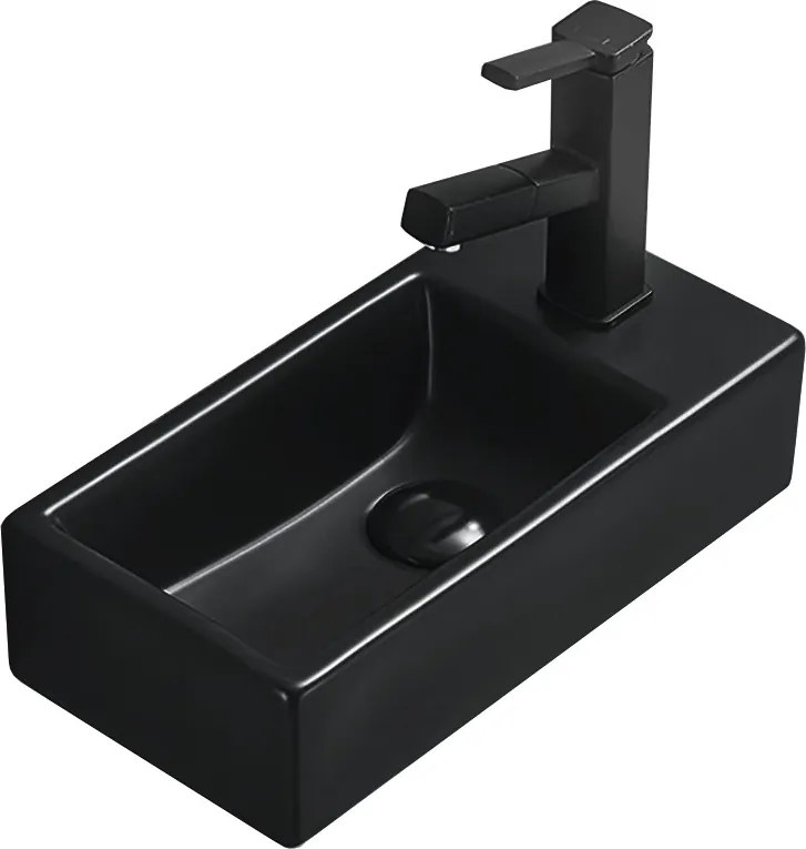Mexen Inez balra szerelt mosdókagyló 40 x 20 cm, fekete matt - 21484085L