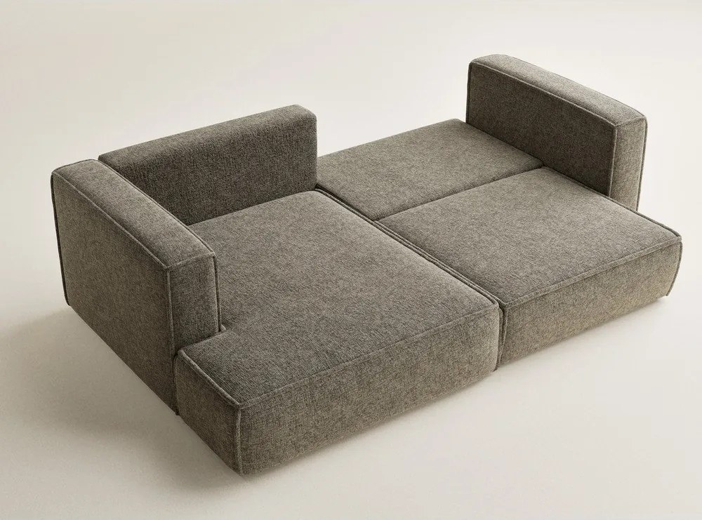 Barna zsenília kinyitható-tárolóhelyes sarokkanapé (bal oldali-heverő résszel) Velto – Maison de Rêve