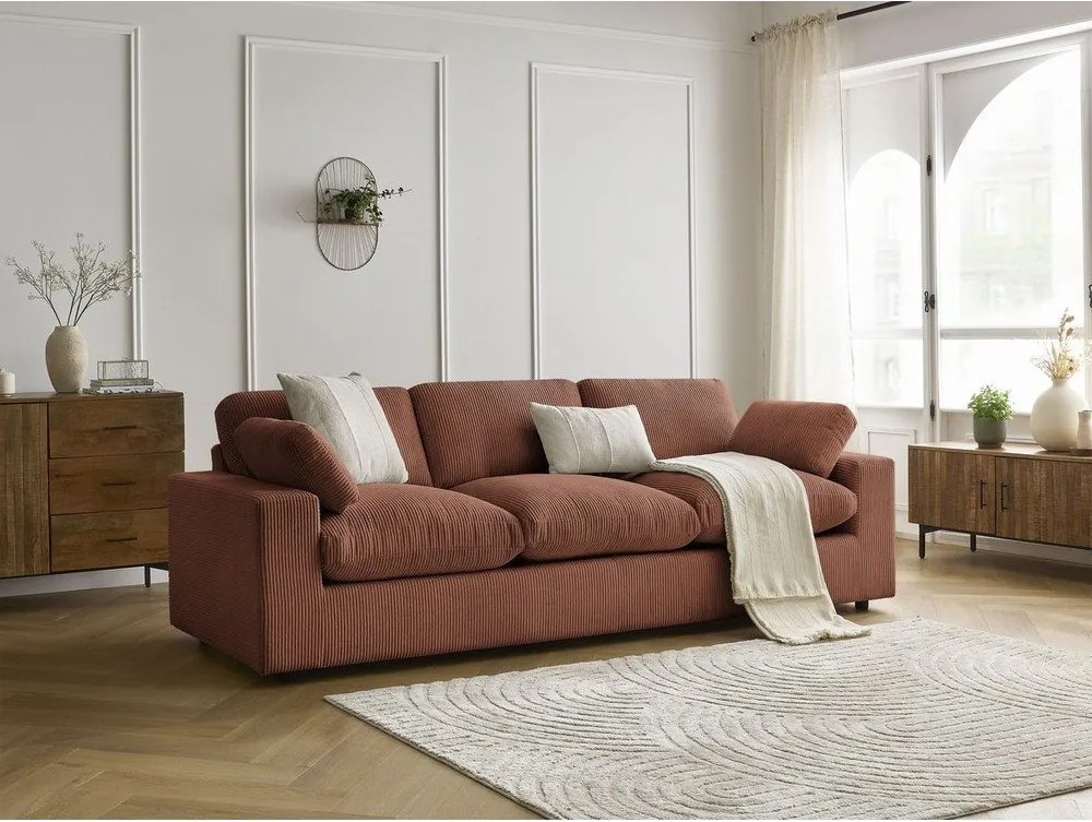 Narancssárga kordbársony kanapé 250 cm Belair – Bobochic Paris