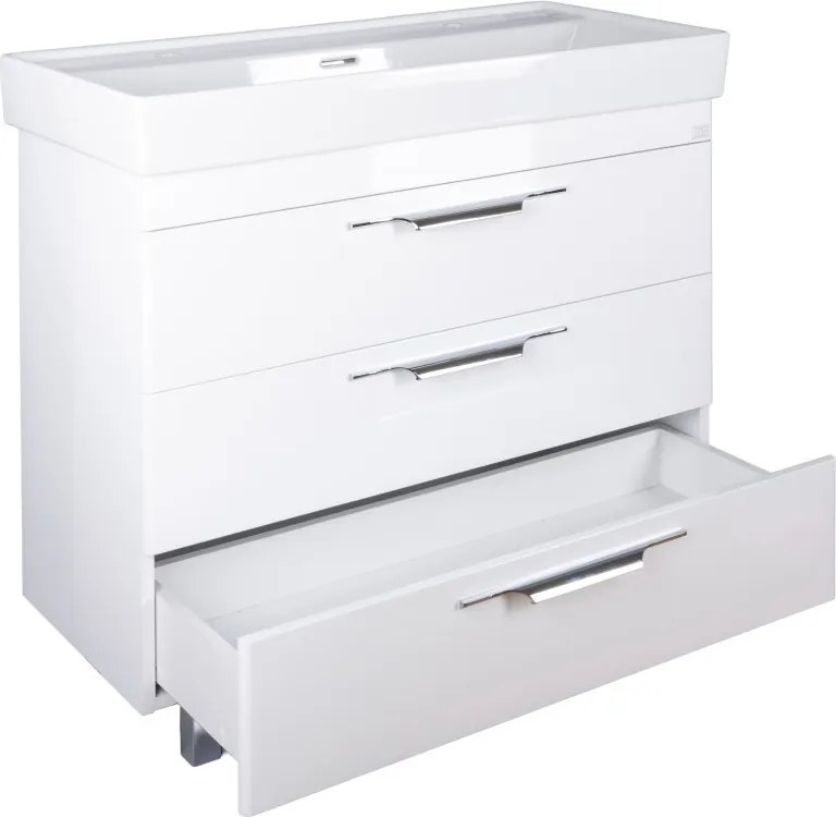 TMP TRIO 100D álló fürdőszobabútor - CeraStyle SHARP - 37600 DUPLA csaplyukas mosdóval - 100 x 48 cm