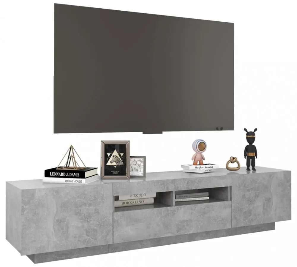 betonszürke TV-szekrény LED-lámpákkal 180 x 35 x 40 cm