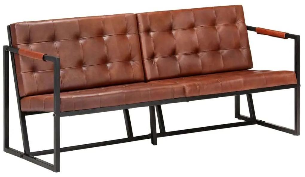 vidaXL barna valódi kecskebőr háromszemélyes kanapé