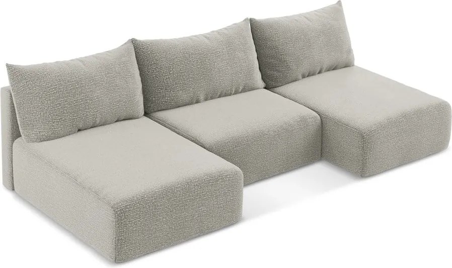 Világosszürke kinyitható-tárolóhelyes sarokkanapé Kalena – Makamii