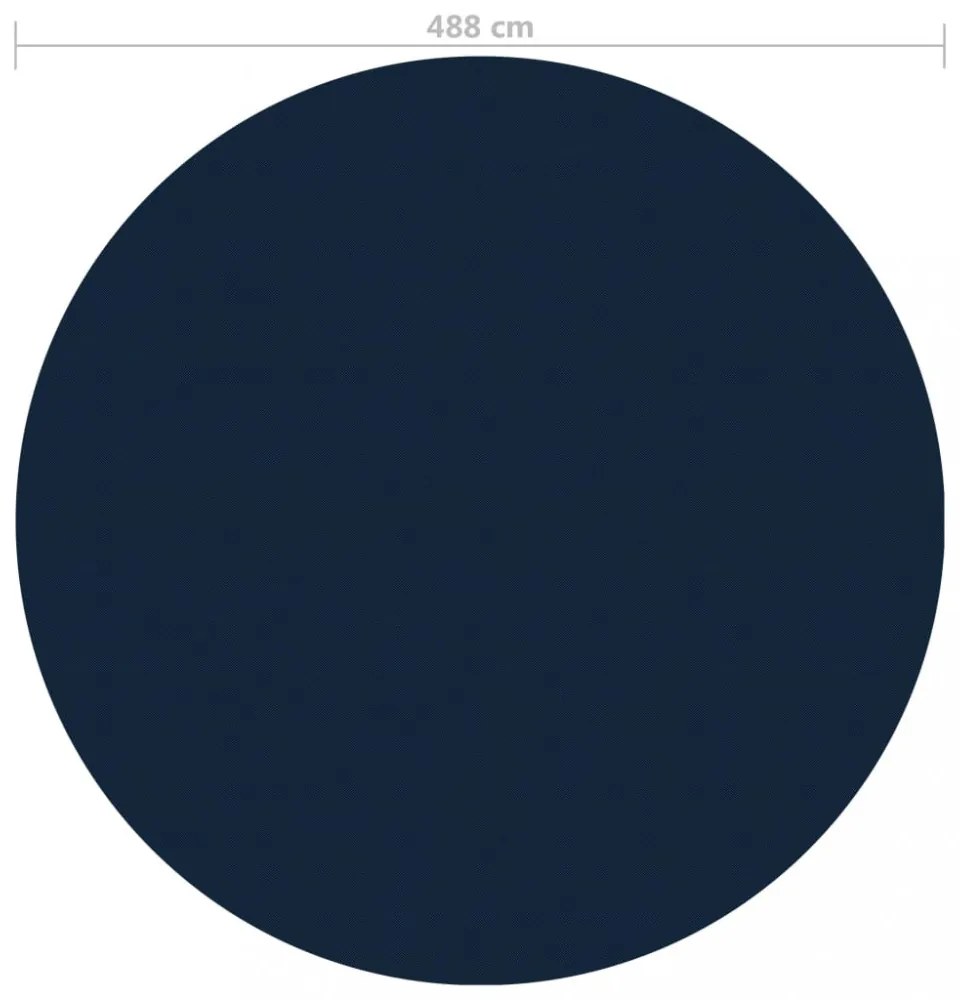 fekete és kék napelemes lebegő PE medencefólia 488 cm
