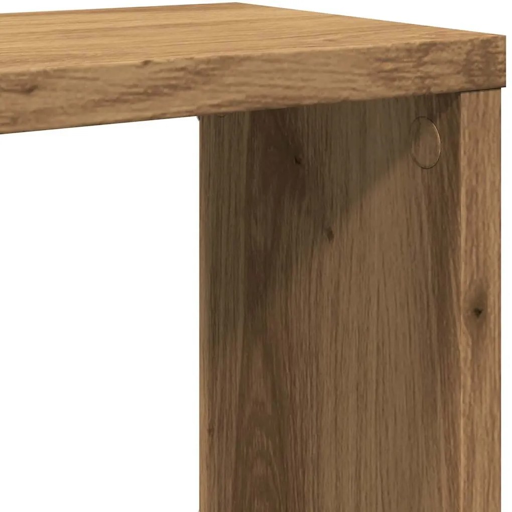 6 db kézműves tölgy színű szerelt fa fali kockapolc 60x15x23 cm