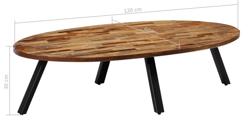 újrahasznosított tömör tíkfa dohányzóasztal 120 x 60 x 30 cm