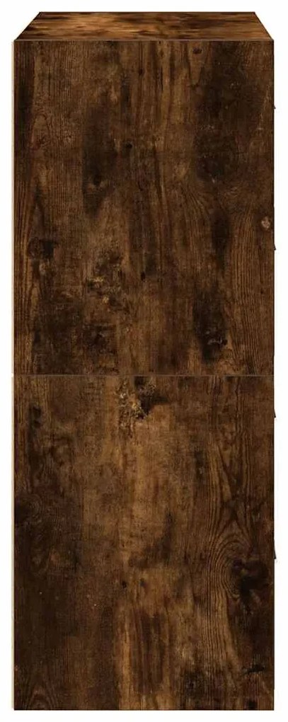 2 db füstölt tölgy szerelt fa szekrény 2 fiókkal 60 x 31 x 40cm