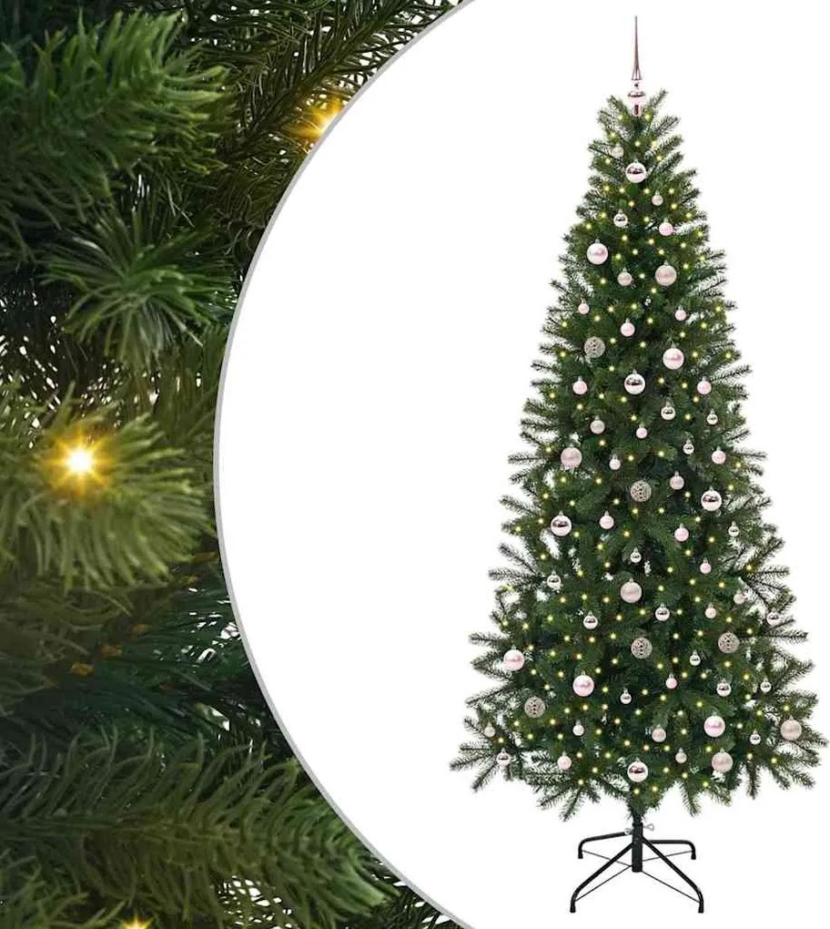 vidaXL Mű karácsonyfa 300 LED-del állvánnyal Zöld 240 cm PE és PVC