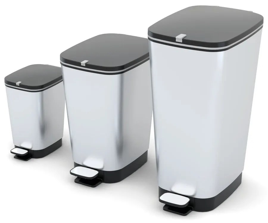 Ezüstszínű műanyag pedálos szemetes 45 l Chic Bin – KIS