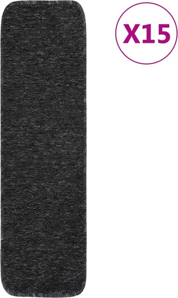 vidaXL 15 db antracit négyszögű csúszásmentes lépcsőszőnyeg 75 x 20 cm