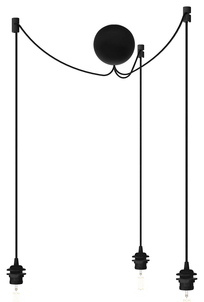 Lámpabúra függeszték Cannonball black cluster 3 Ø 12cm L 2,5 m - UMAGE