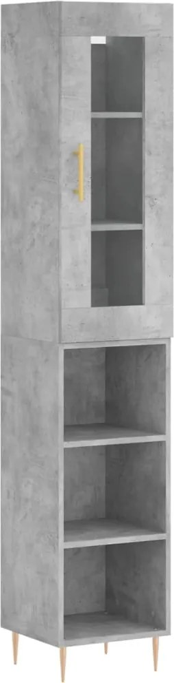 vidaXL betonszürke szerelt fa magasszekrény 34,5x34x180 cm