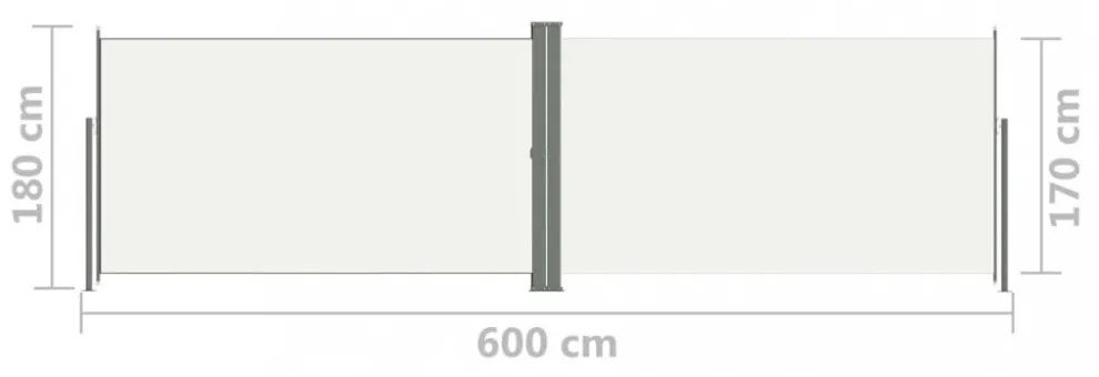 krémszínű behúzható oldalsó napellenző 180 x 600 cm