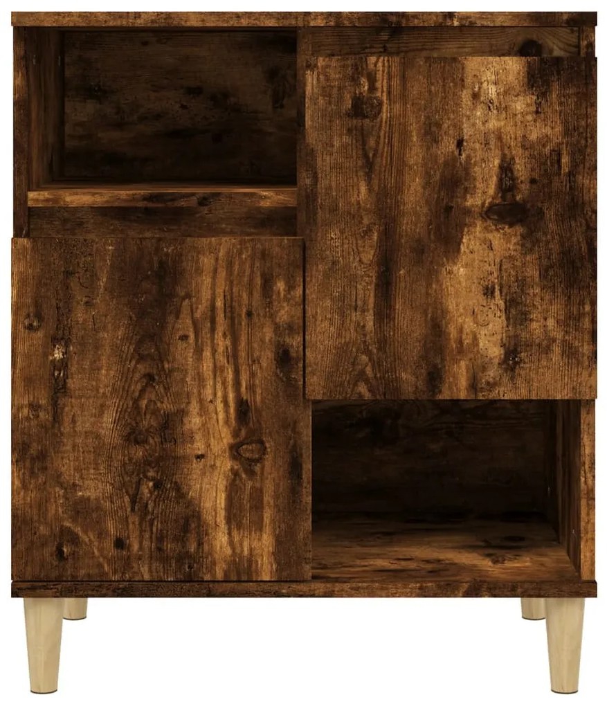 3 db füstös tölgy színű szerelt fa tálalószekrény 60x35x70 cm