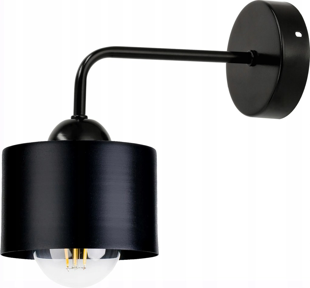 Fali Lámpa E27 fali fix loft fém Bögre Fekete