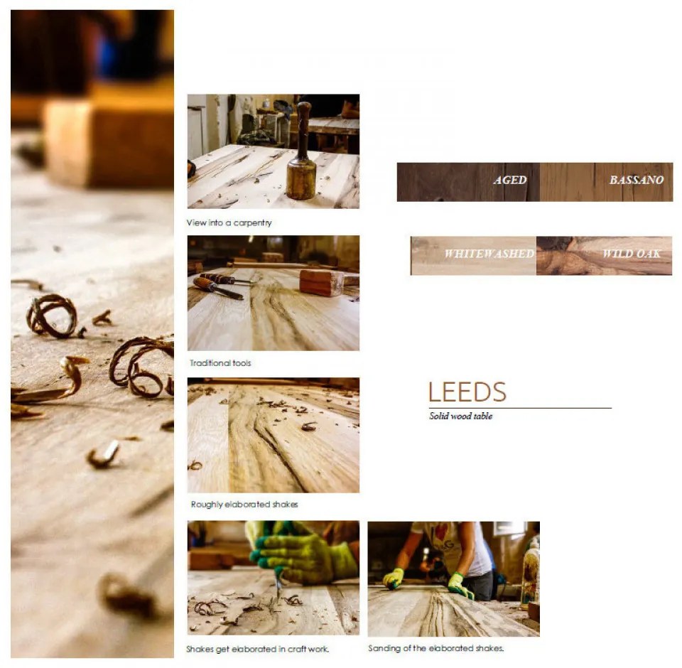 LEEDS Tömör Vad Tölgyfa Étkezőasztal 180x90cm