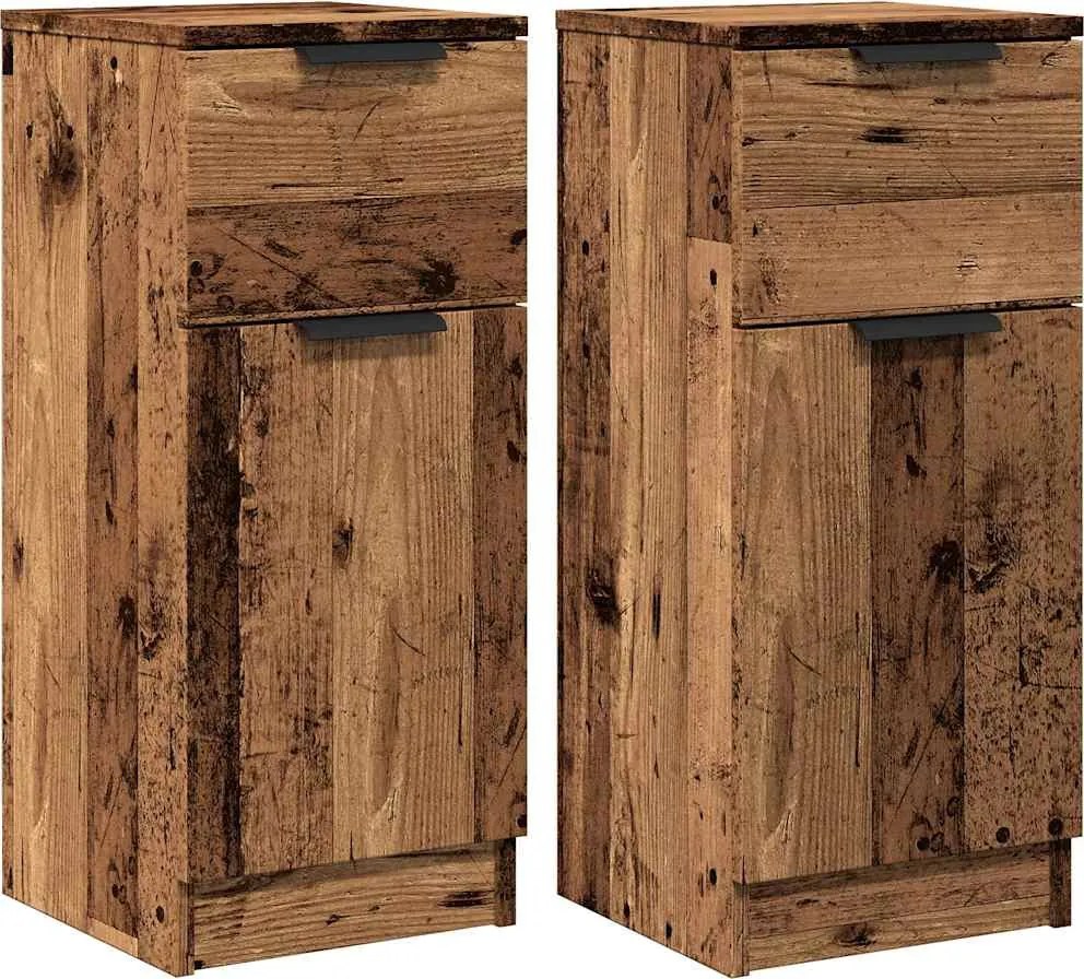 vidaXL 2 db antik fa színű szerelt fa tálalószekrény 30 x 30 x 70 cm