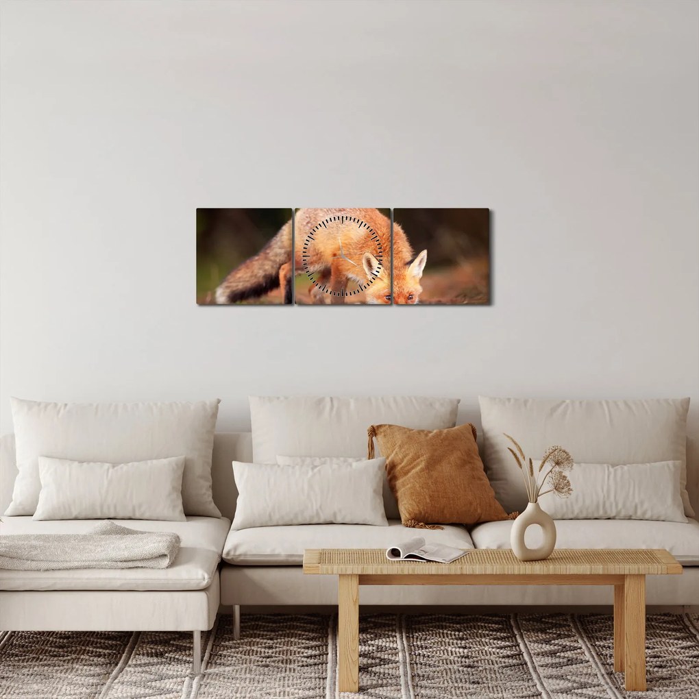 Kép - Róka az erdőben (órával) (90x30 cm)