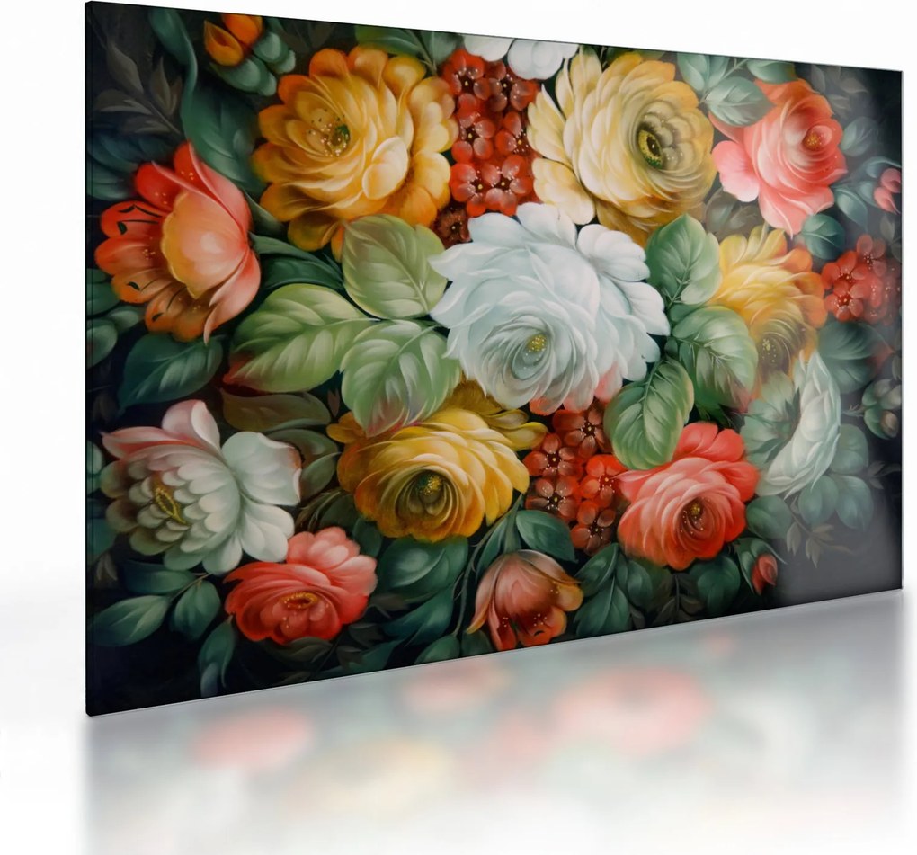 A festett virágcsokor képe (üvegen) (70x50 cm)