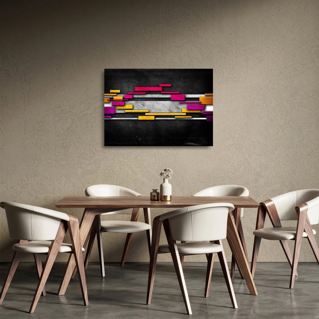 Egy kép a színes absztrakció fekete alapon (üvegen) (70x50 cm)