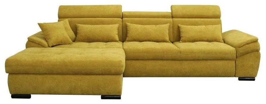 Fejtámlás kinyitható kanapé, balos, mustársárga - STANISLAS