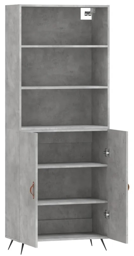betonszürke szerelt fa magasszekrény 69,5 x 34 x 180 cm