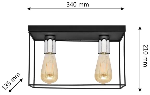 Mennyezeti lámpa FINN 2xE27/15W/230V fekete/króm