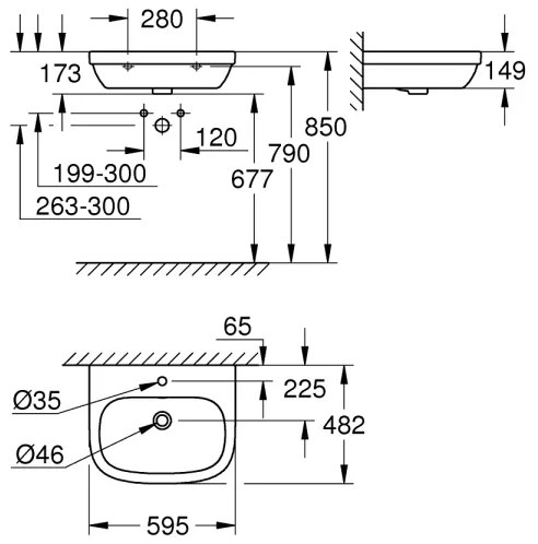 GROHE 39335000 - Mosdó EURO CERAMIC 595 × 482 mm kerámia/fehér