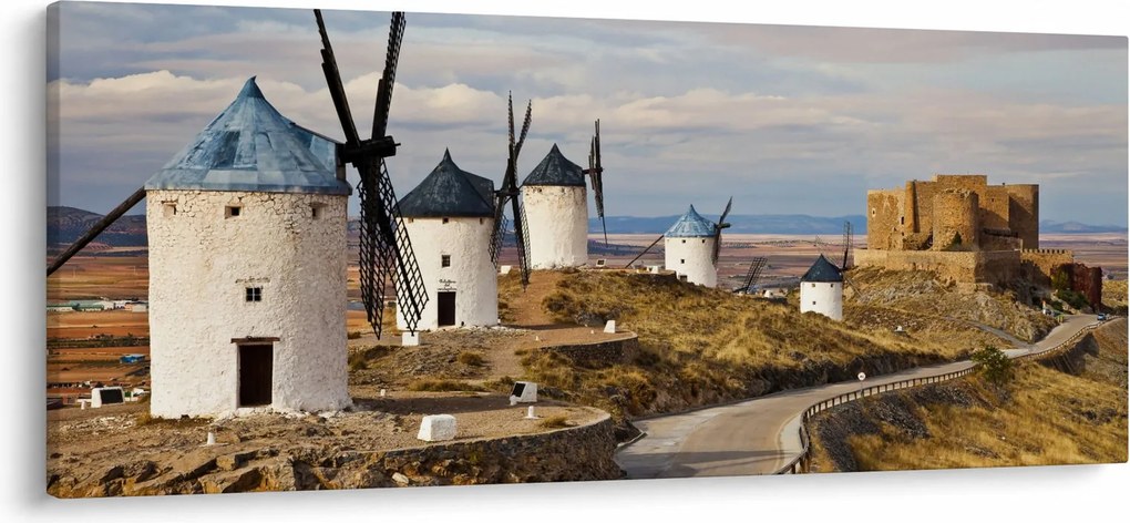 Kép - Consuegra szélmalmai, Spanyolország (120x50 cm)