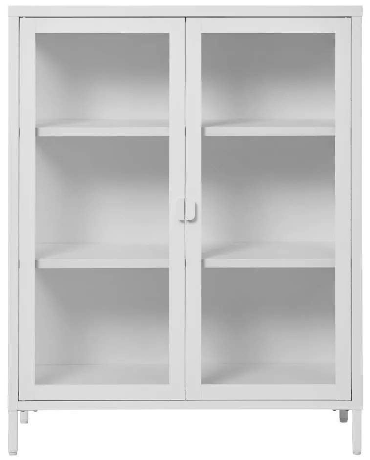 Brisbane vitrin, 2 üvegajtó, acél, fehér 80x40x101 cm