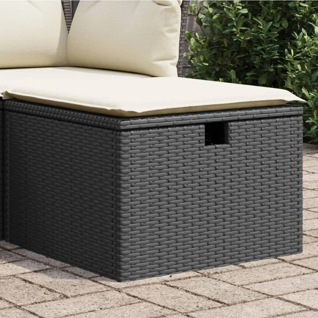 Fekete polyrattan kerti szék párnával 55 x 55 x 37 cm