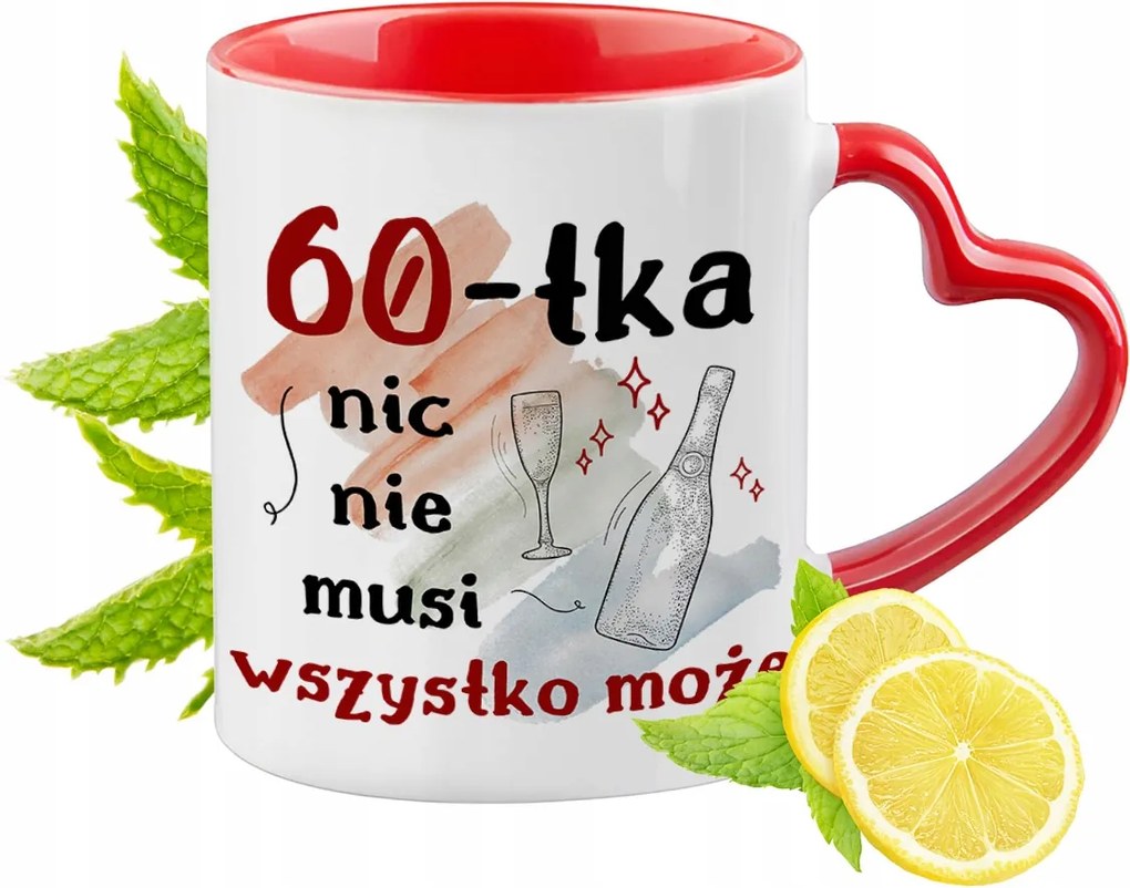 Születésnap 60 60-es 60-as évek Piros Bögre Szív Alakú Füllel Ajándék