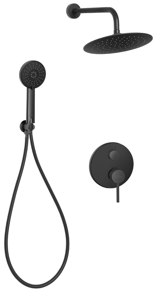 Invena Dafni, rejtett zuhanygarnitúra kézi és fejzuhannyal 25 cm, fekete matt, INV-BS-88-014-A
