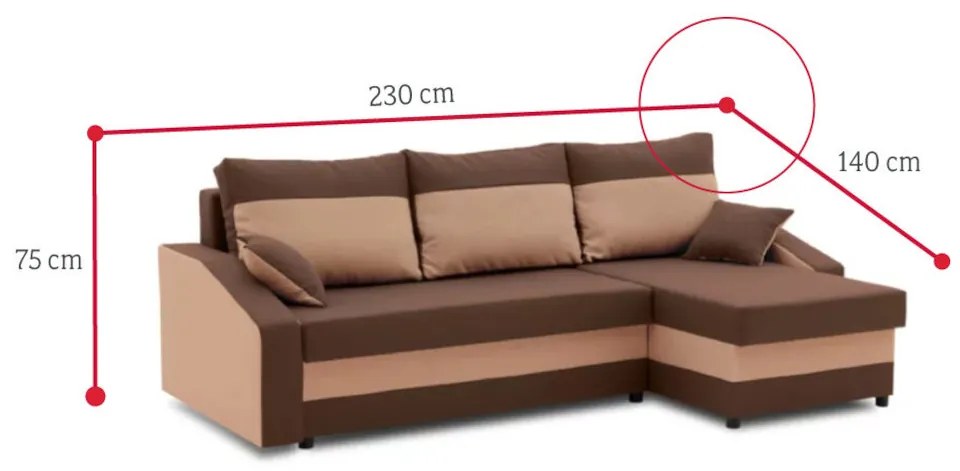 WELTA ágyazható sarok ülőgarnitúra, 230x75x140, haiti 17/haiti 18