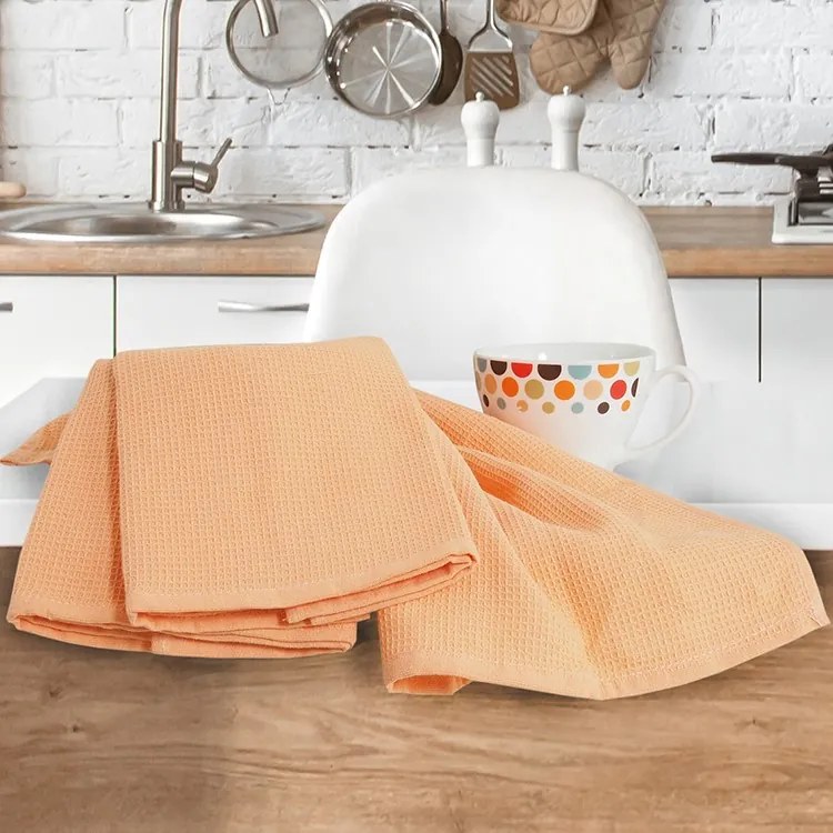 B.E.S. Petrovice Konyharuha gofri barack színű, 40 x 60 cm, 3 db-os szett