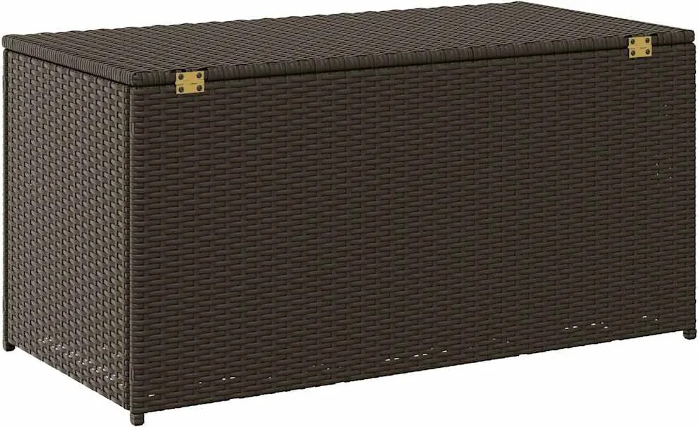 Barna Polyrattan Kerti Tárolóláda 100 X 50 X 50 Cm