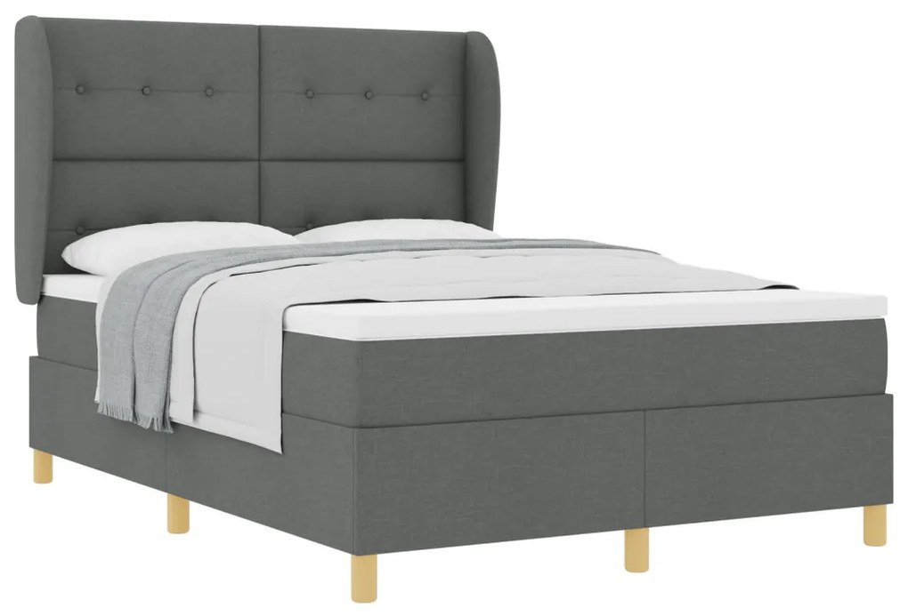 Boxspring Ágy Matracokkal Sötét Szürke 160x200 cm Szövet