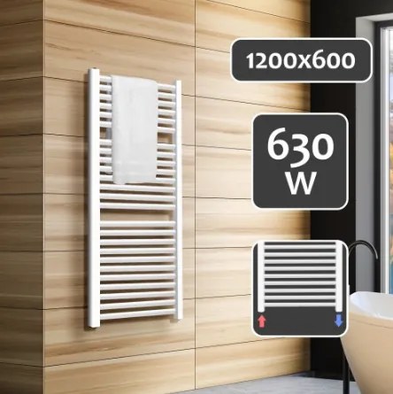 AQUAMARIN Törölközőszárító radiátor 1200 x 600 mm 630 W