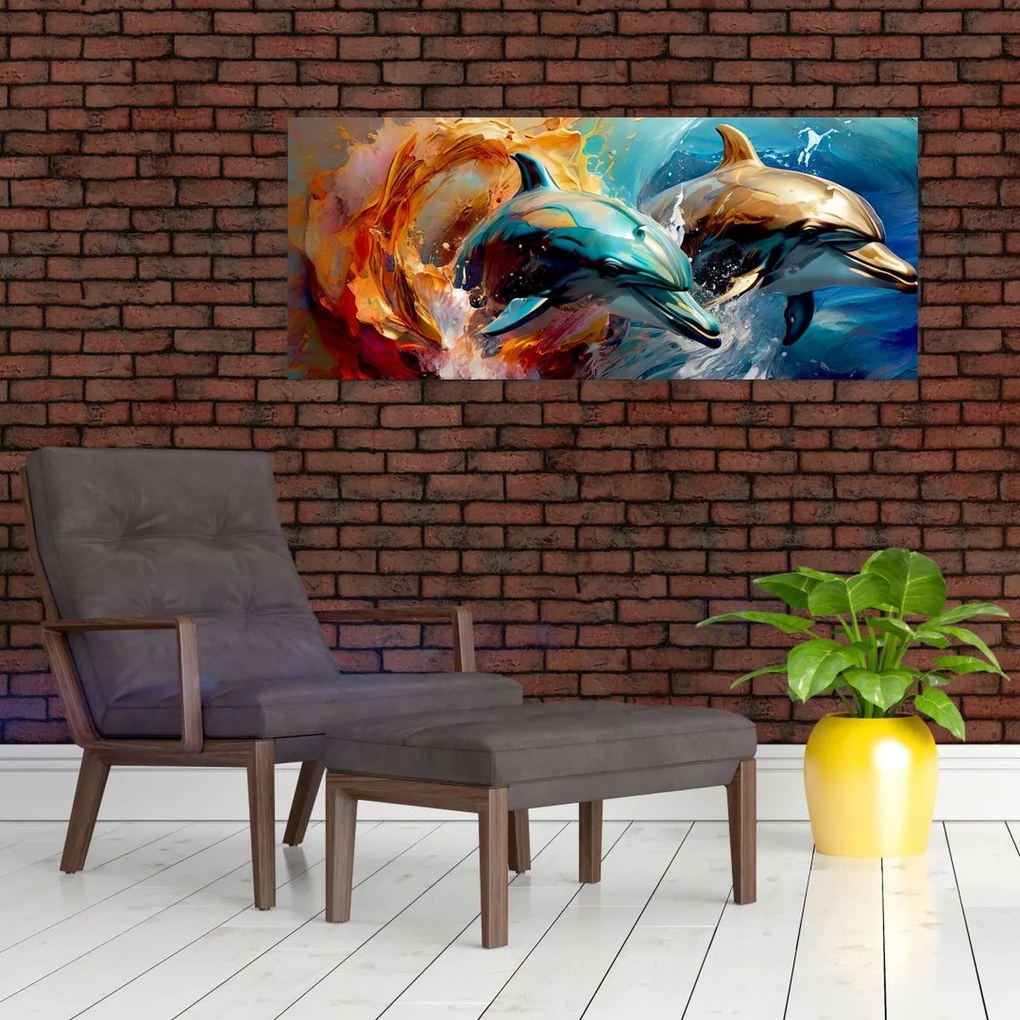 Kép - Delfin festmény (120x50 cm)