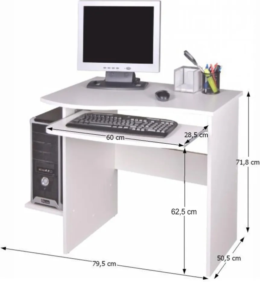 PC asztal, fehér, MELICHAR
