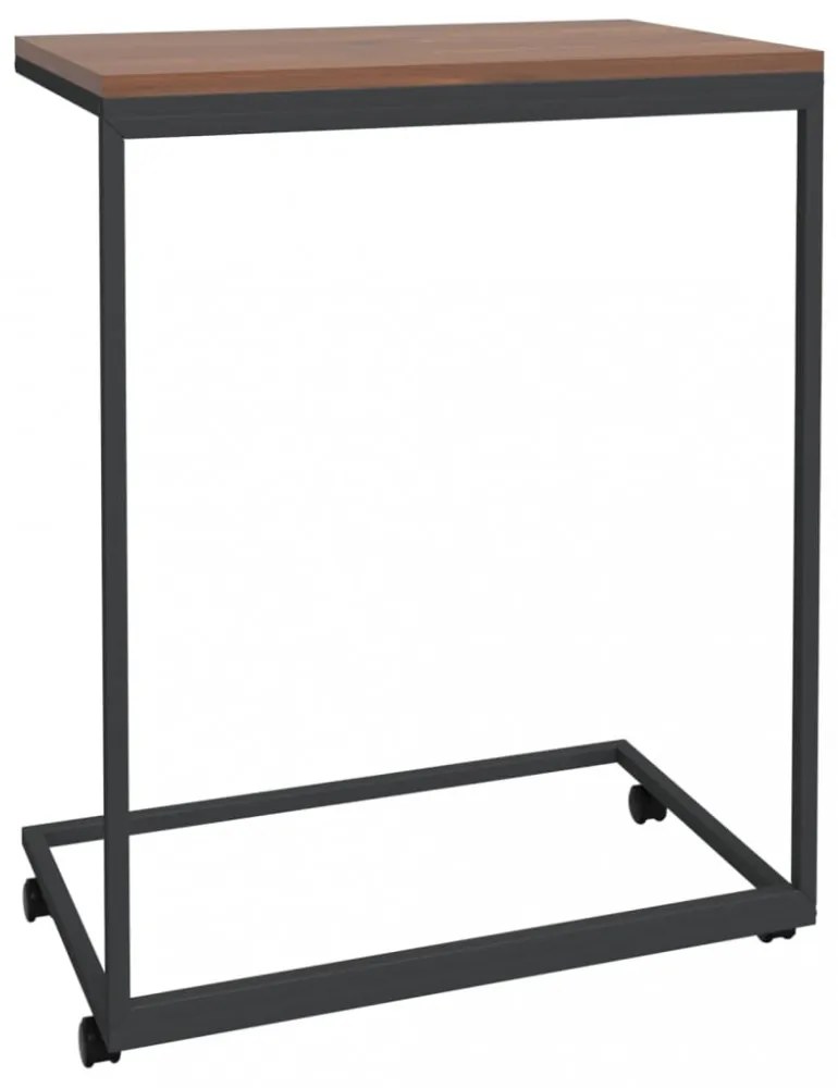 fekete szerelt fa kisasztal kerekekkel 55x35x70 cm