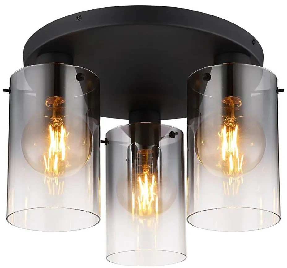 Globo 15907-3D - Felületre szerelhető csillár FLORENTINA 3xE27/40W/230V átm. 40,5 cm fekete