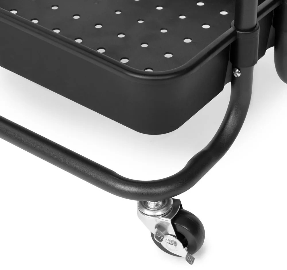 Fekete műanyag gurulós polcos állvány 43x36 cm Grena – Compactor