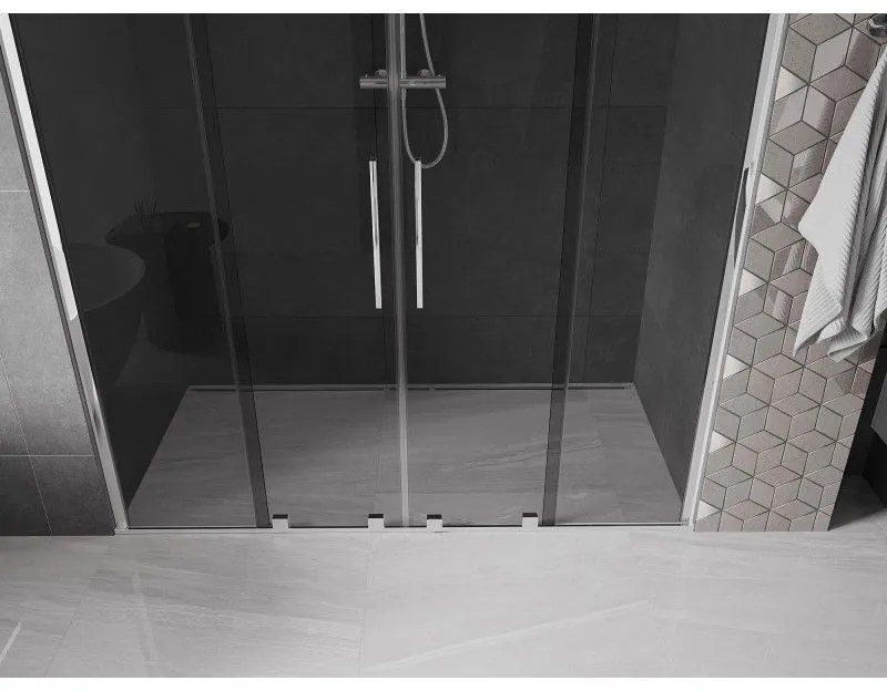 Mexen Velar Duo, tolózuhanyajtó 200 cm-re nyitható, 8 mm-es szürke üveg, króm, 871-200-000-42-01