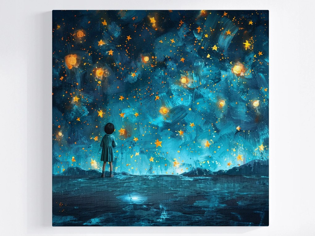 Poszter Gyerek Éjszaka Égbolt Csillagok Álom Mese 40x40