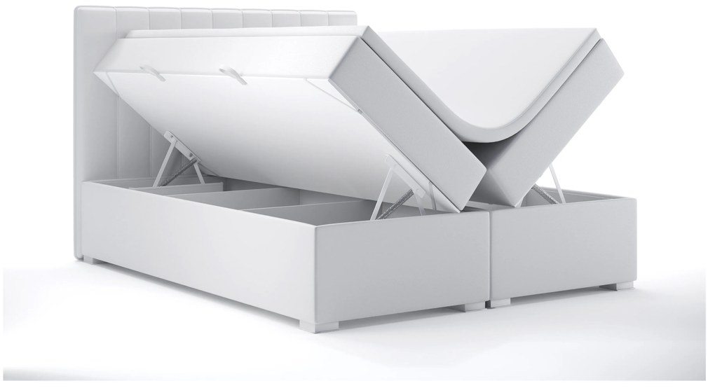 Franciaágy Boxspring 140 cm Ranaly (fehér öko-bőr) (tárolóhellyel). Akció -17%. 1044307